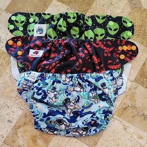 3 Alien, Pumpkin and Astronaut Themed Kids Diaper Covers